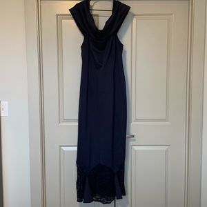 ASOS Curve Scuba Bardot Lace Pephem Maxi Dress